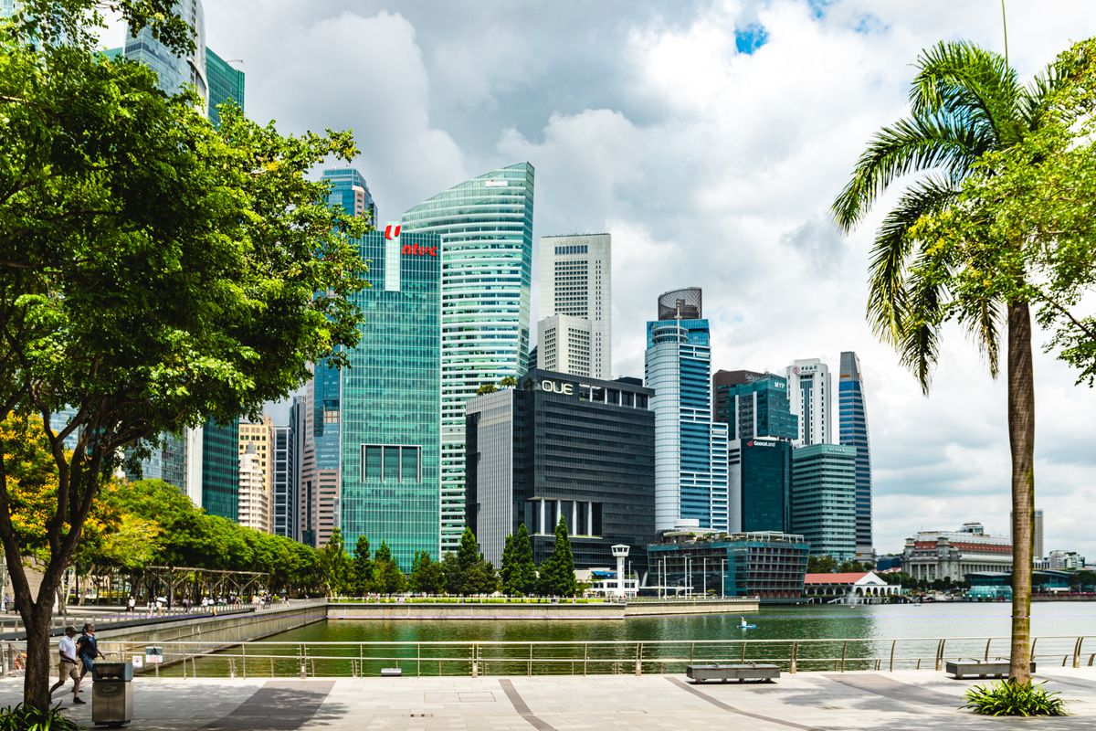 Singapore's Marina Bay financial district seen across the water.